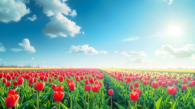 tulip field under a blue sky img