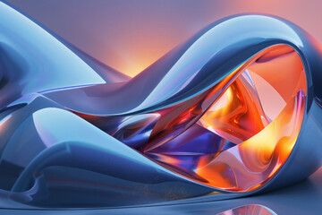 3D-rendered abstract shapes with a sleek, glossy finish and soft shadows. 