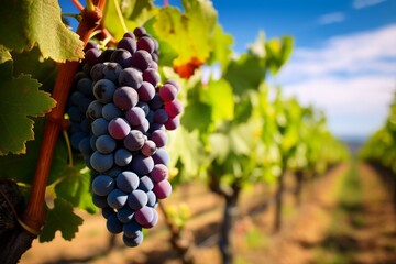 Fototapeta premium Sun-Kissed Grapevines Bearing The Promise Of A Fine Vintage. Generative AI