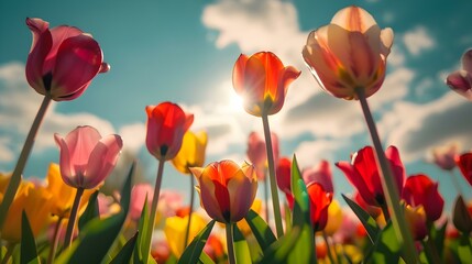 tulips vibrant reds yellows