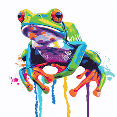 Frog in Abstract style on white background