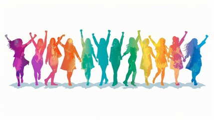 Empowering illustration of a trendy woman at a womens rights march, advocating for equality and activism.