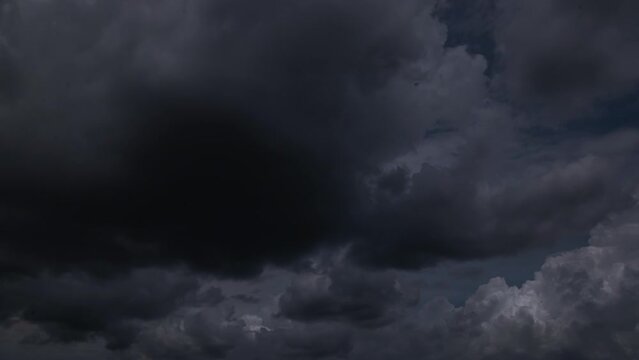 Time lapse, Dark sky with stormy clouds. Dramatic sky rain,Dark clouds before a thunder-storm.