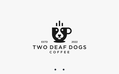 coffee with dog logo design vector silhouette illustration