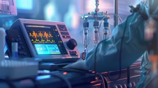 An anesthesiologist is adjusting an anesthesia machine