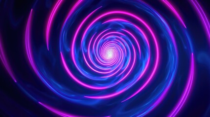 Blue abstract background with spiral circle lines, technology futuristic template