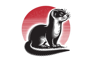 Weasel.
Vintage engraving vector black illustration. Sketch, emblem, logo, print