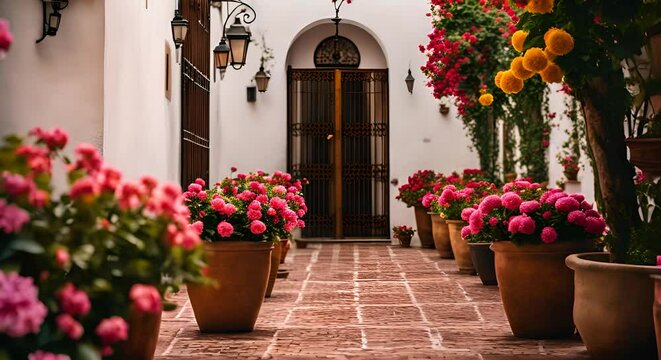 Flowers in a patio in C&oacute;rdoba.