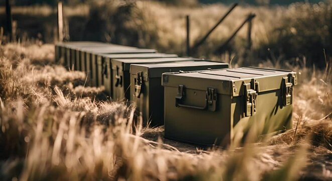 Army ammunition boxes.