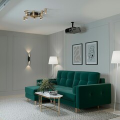 Interior design of living room 3d rendering 