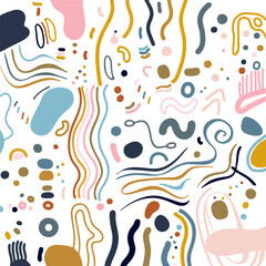 abstract colourful hand drawn doodle pattern design 