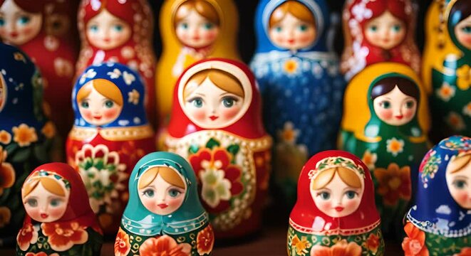 Russian matryoshkas on a table.