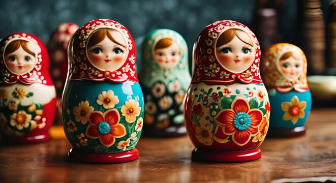 Russian matryoshkas on a table.