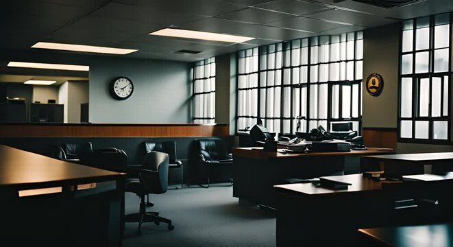 Interior of a police station.