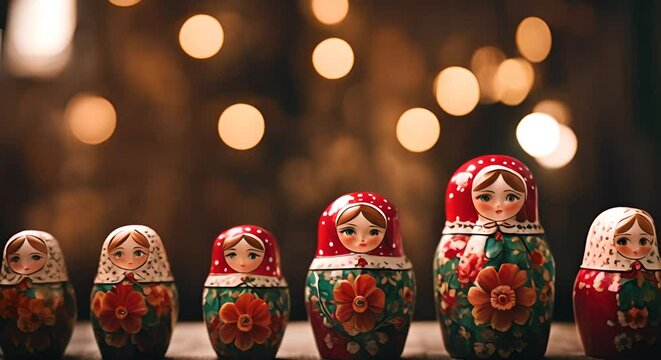 Russian matryoshkas on a table.