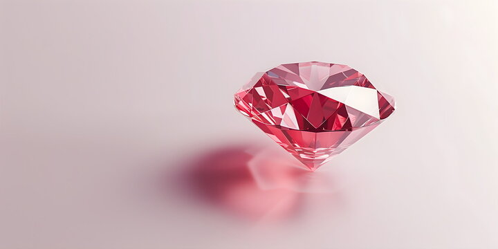 Pink ruby ​​round cut gemstone isolate on white background, close-up