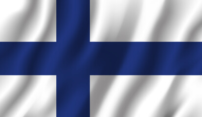 Obraz premium Finland National Flag waving flag 3d