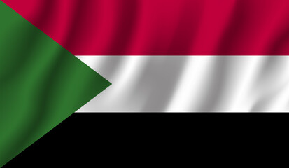 Sudan National Flag waving Sudani flag 3d