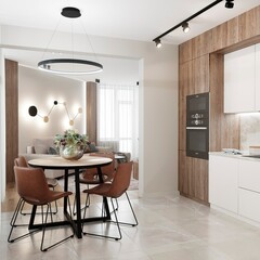 Design interior kitchen dining area 3d visualisation 