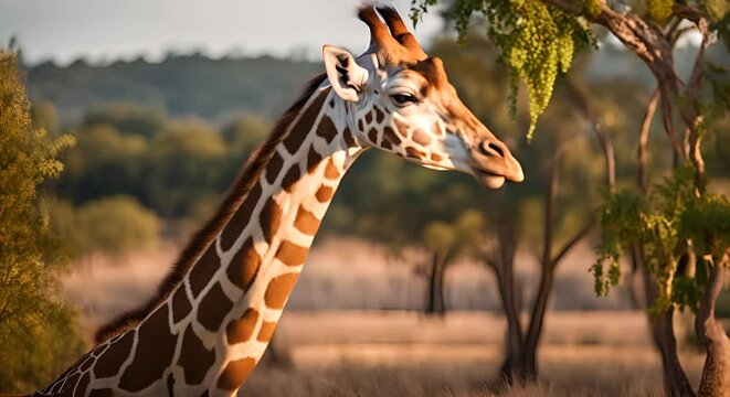 Giraffe eating from the tree.