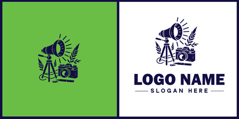 studio light icon Photography light Studio lamp Lighting fixture flat logo sign symbol editable vector