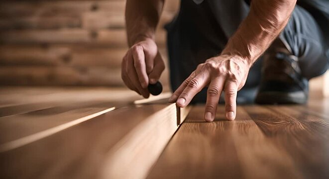 Carpenter working wood.