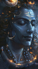 Obraz premium Peaceful or meditating face of lord shiva