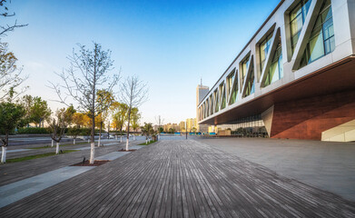 Early Morning Light on Urban Cultural Center and Skyline