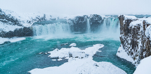 Beautiful mesmerizing Iceland in winter, beautiful scenery on the glaciers