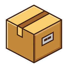 Cardboard box icon for shipping and packaging, logistics, storage, transport, and ecommerce