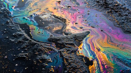 A rainbow of colors is flowing down a street