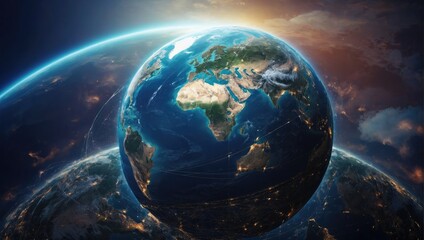 Obraz premium Earth from space showing the earth's atmosphere and the earth as seen from space background