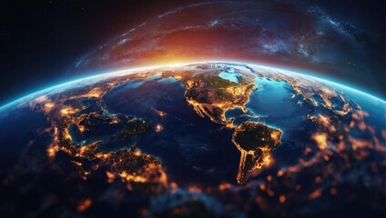 Obraz premium Earth from space showing the earth's atmosphere and the earth as seen from space background