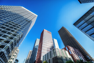 Modern Urban Skyline with Shining Skyscrapers