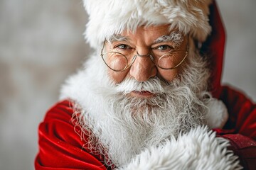 Santa with glasses posing for photo