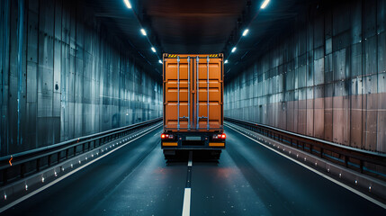 Fototapeta premium Logistics and transportation of various goods by trucks on the highway. AI Generated