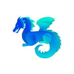 Dragon blue colorful, symbol vector emblem