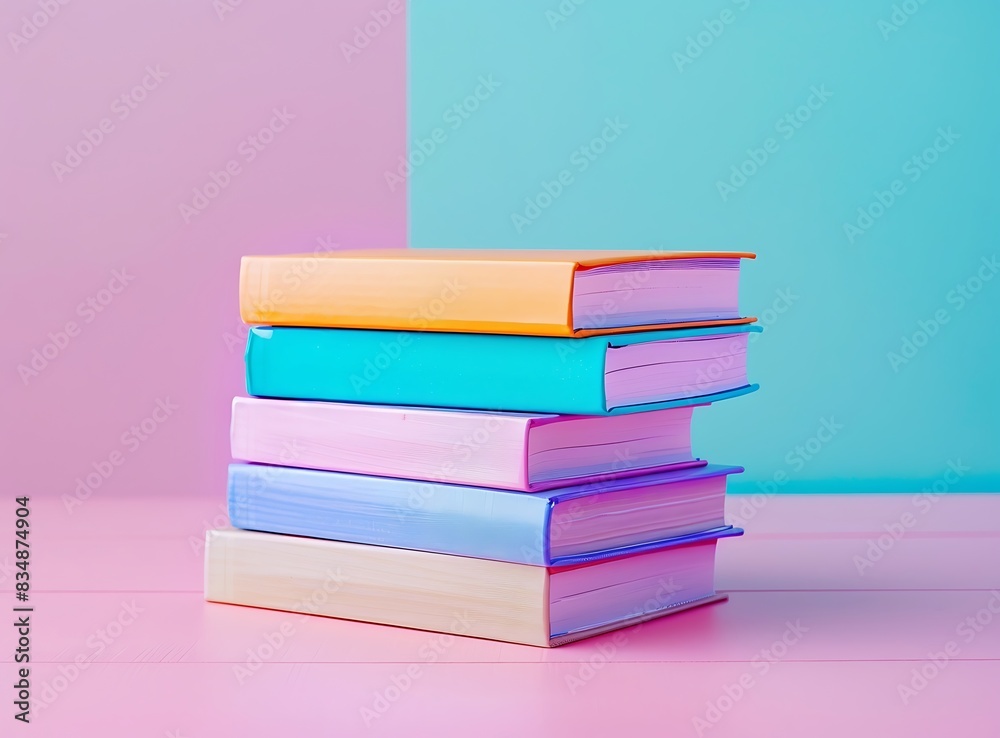 Wall mural A stack of colorful books on the table