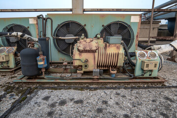Old Industrial HVAC Compressor Unit