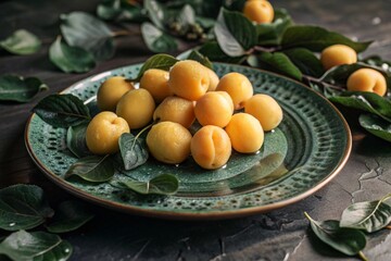Close-up of fresh apricots. Delicious berries and fruits are bright yellow in color with drops of water. Vegetarianism. Healthy eating. Fresh fruits on the table.