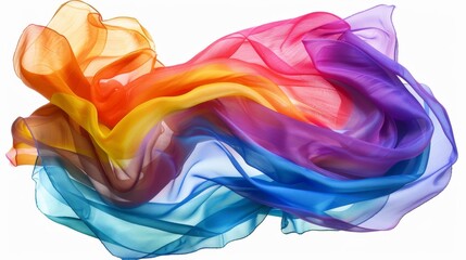 Colorful flowing fabric creates a mesmerizing wave of vibrant hues, showcasing the beauty and elegance in motion and fluidity.