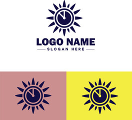 sun clock icon Sundial Solar timepiece Solar clock flat logo sign symbol editable vector