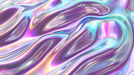 Fototapeta premium Abstract holographic iridescent neon liquid metal texture background. Colorful abstract gleaming fluid material..