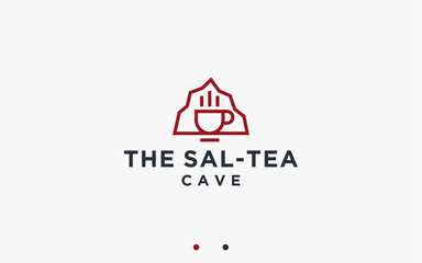 coffee with cave logo design vector silhouette illustration