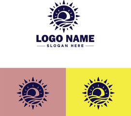 sun clock icon Sundial Solar timepiece Solar clock flat logo sign symbol editable vector