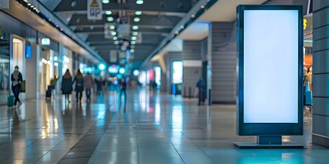 Blank Signboard in a Public Shopping Center or Business Area. Concept Marketing Strategy, Brand Visibility, Advertising, Business Promotion