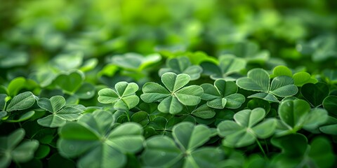 St Patricks Day themed green clover background for festive designs. Concept St Patricks Day, Green Clover, Festive Backgrounds, Holiday Designs