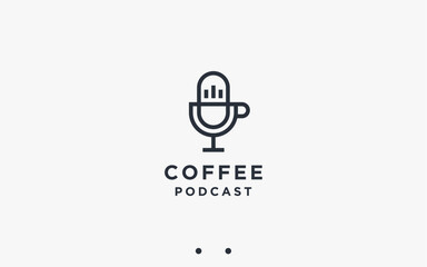 coffee podcast logo design vector silhouette illustration