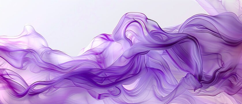Purple smoke swirls on white background