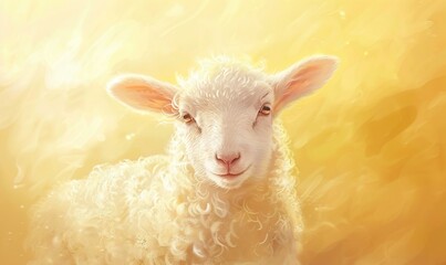 Fototapeta premium Cute sheep vector with beautiful thick smooth white fur ai generated